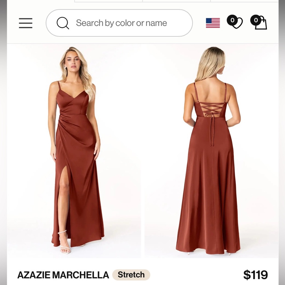 Bridesmaids Dress- Azazie Marchella Stretch Satin (never worn)